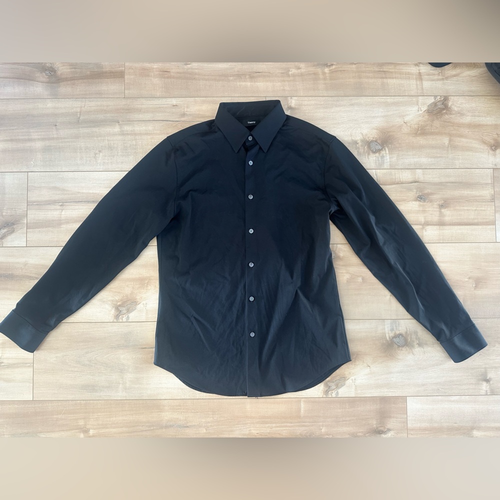 Theory Black Sylvain ND Structure Knit Shirt